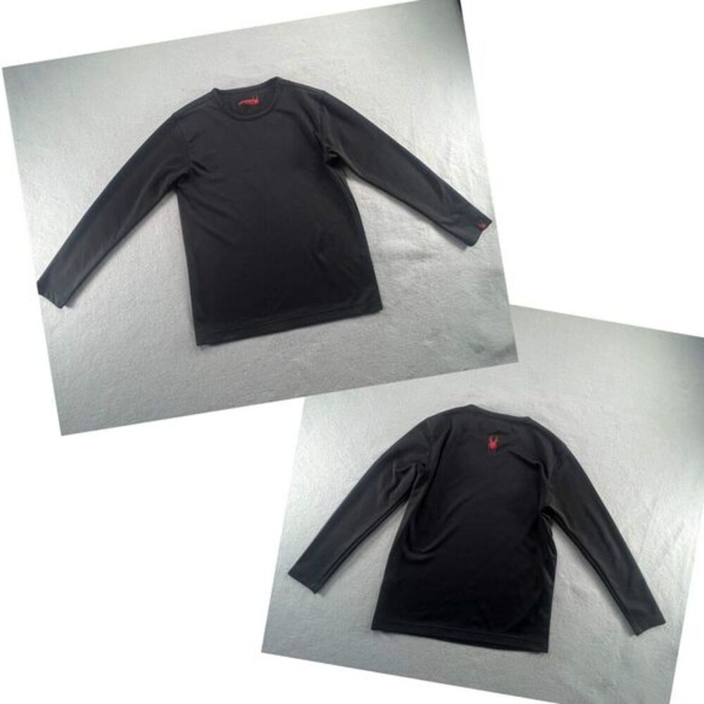 Spyder Shirt Youth Boys‎ Size XL Black Red Long Sleeve Athletic Top Basic Knit *
